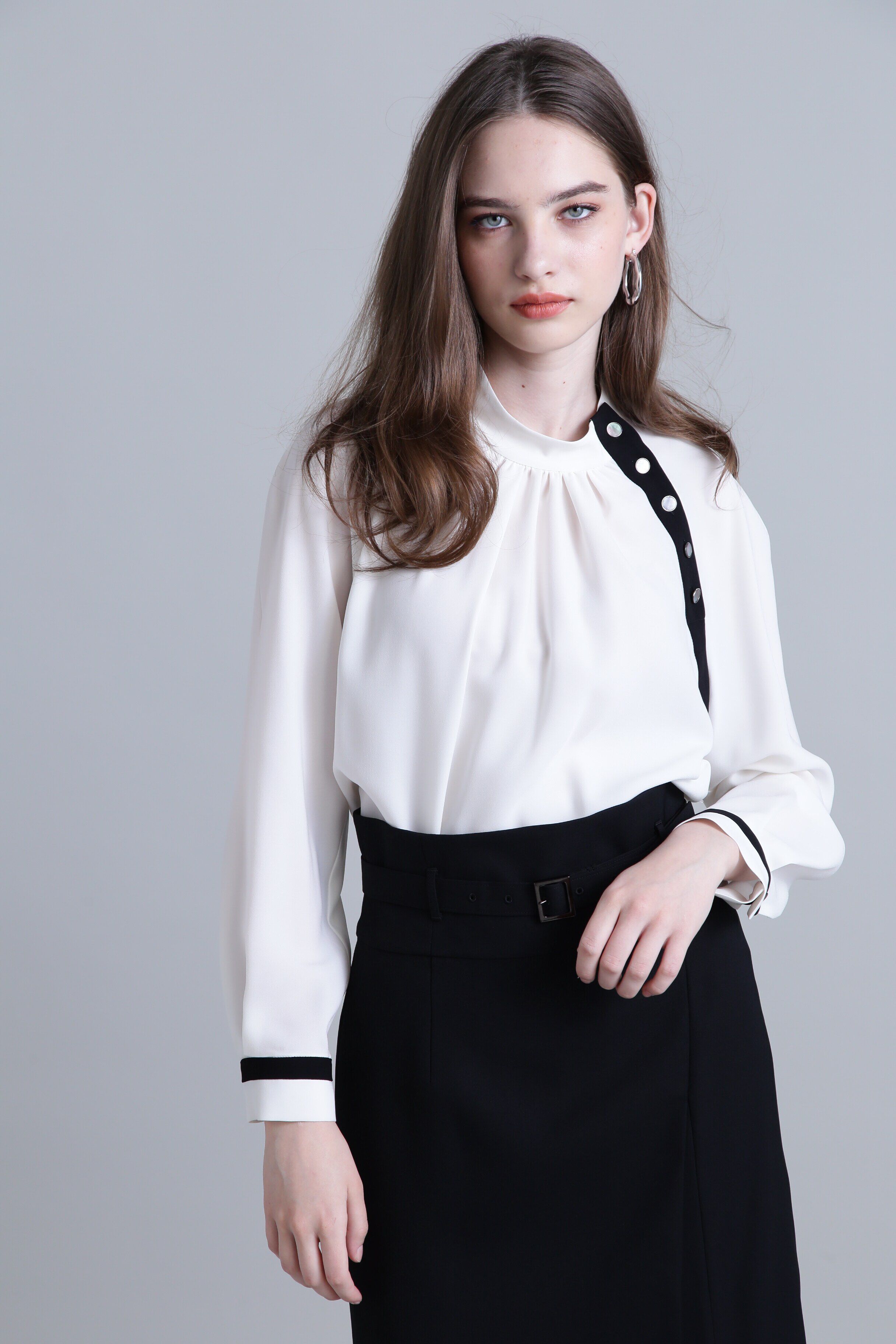  「◆バイカラーアクセントブラウス」|シャツ・ブラウス|