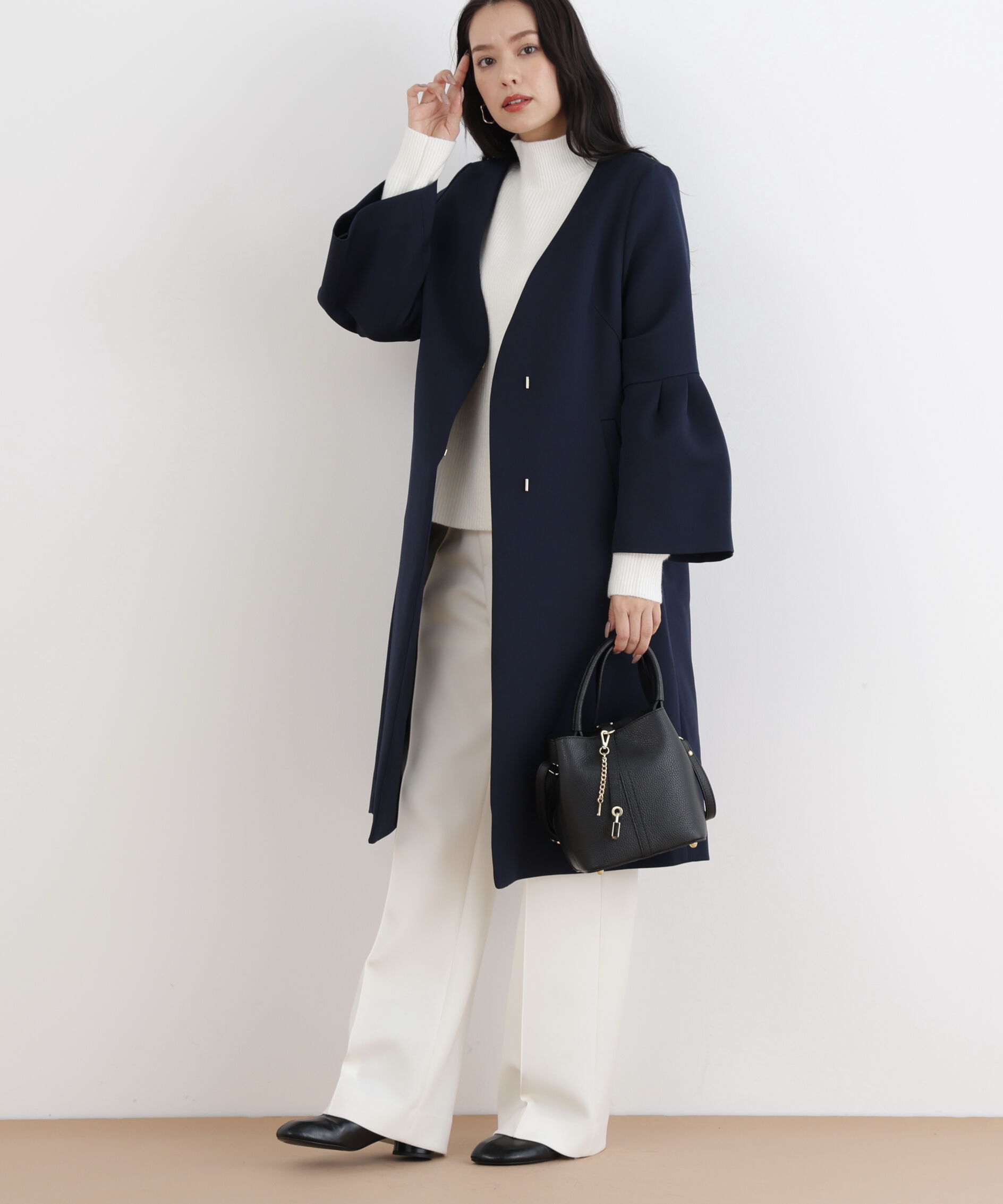  「◆三重織ツイルベルスリーブコート」|その他|ネイビー