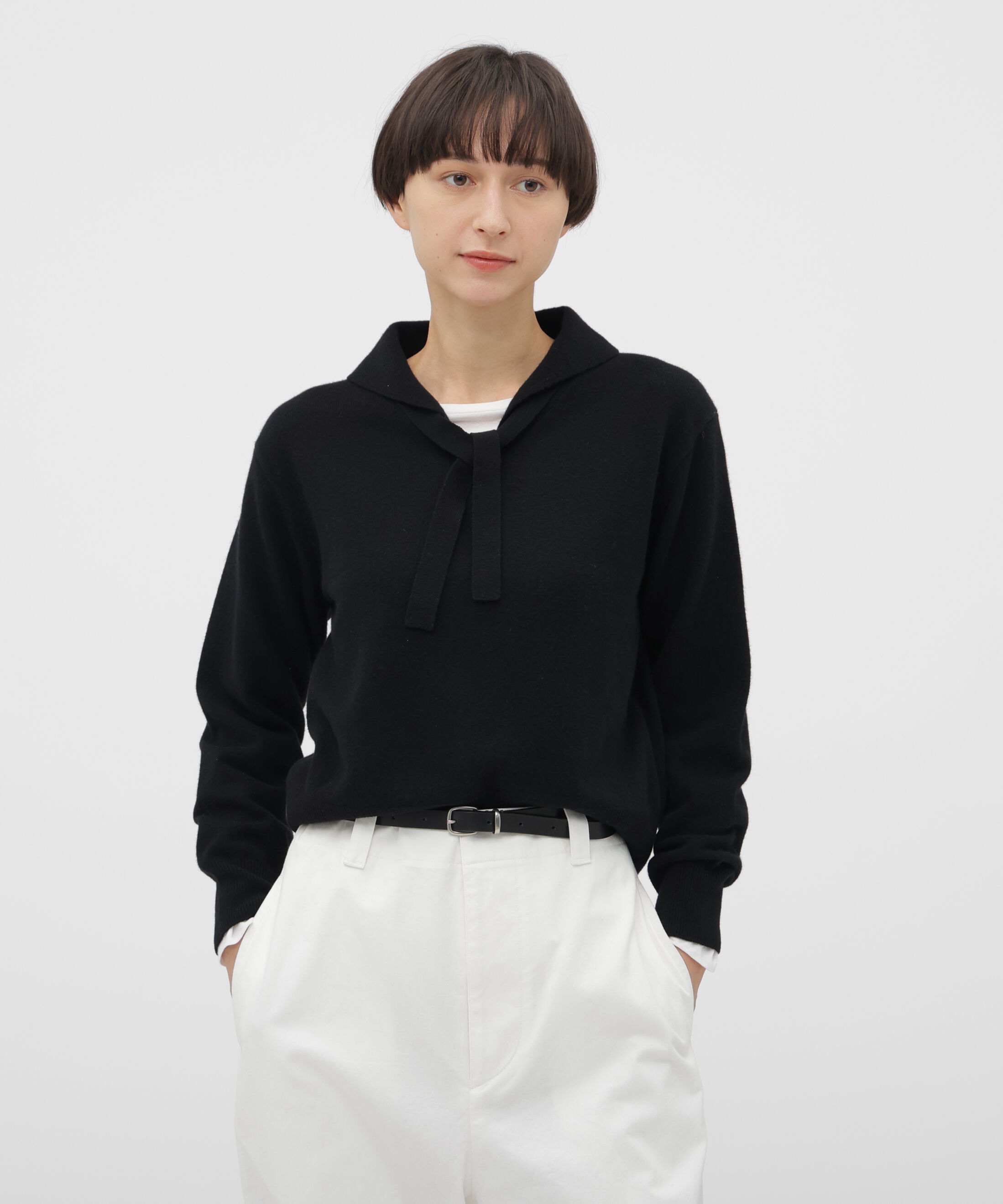  「FINE WOOL KNITWEAR」|ニット・セーター|BLACK