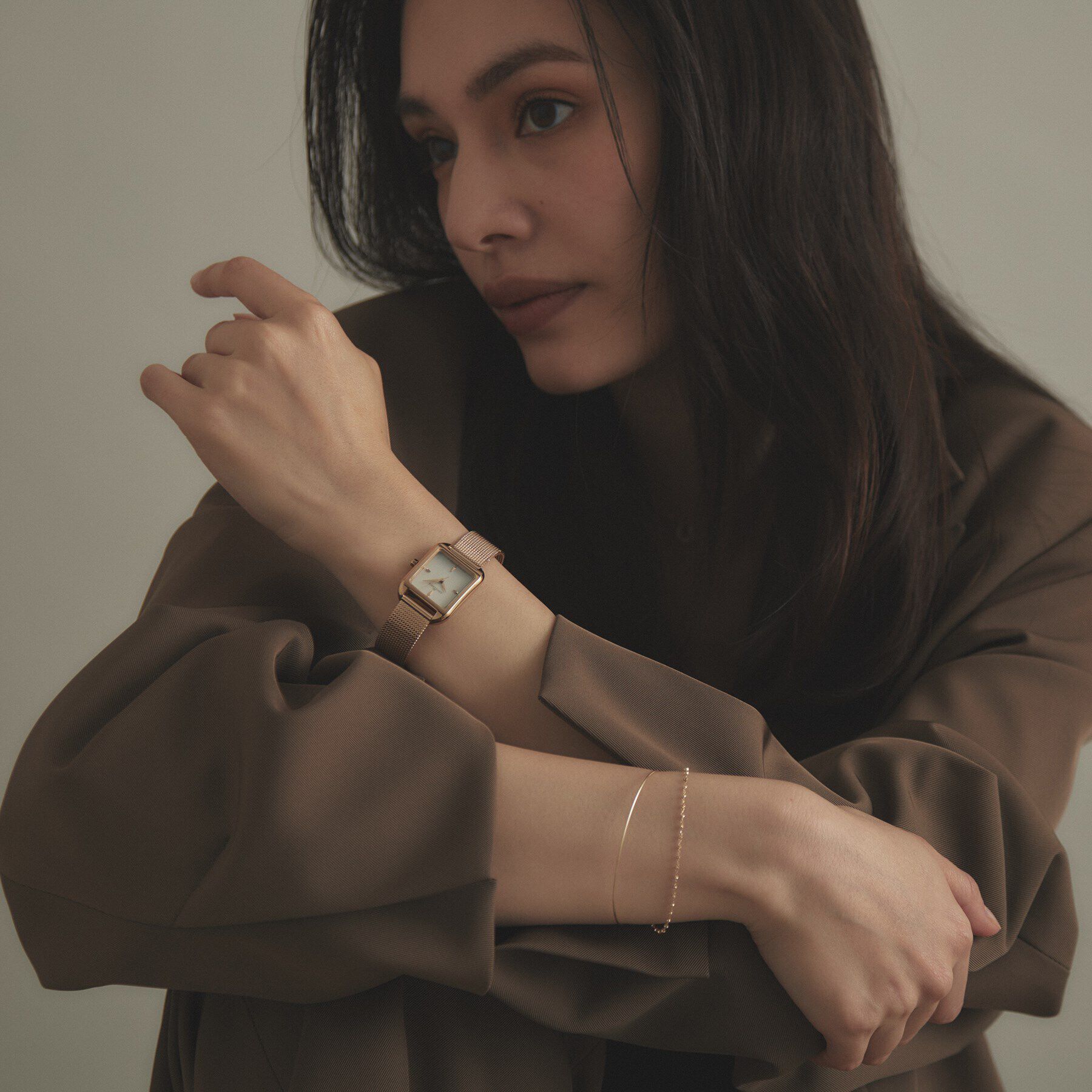 COCOSHNIK「RGスクエアメッシュベルト ウォッチ（ゴールド）」|腕時計|