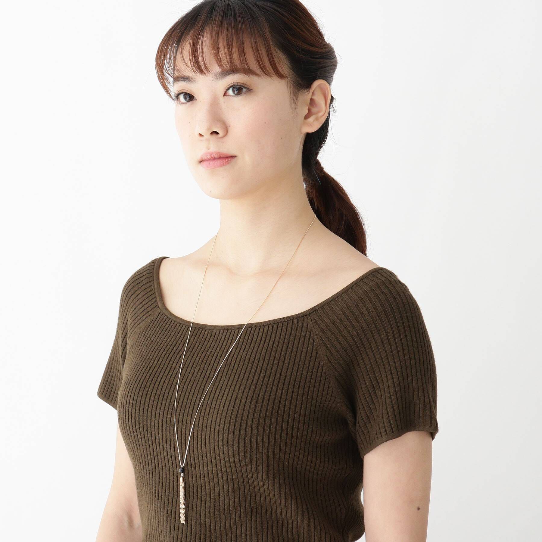 COCOSHNIK「K10カラーストーン（オニキス）タッセル ネックレス」|ネックレス|