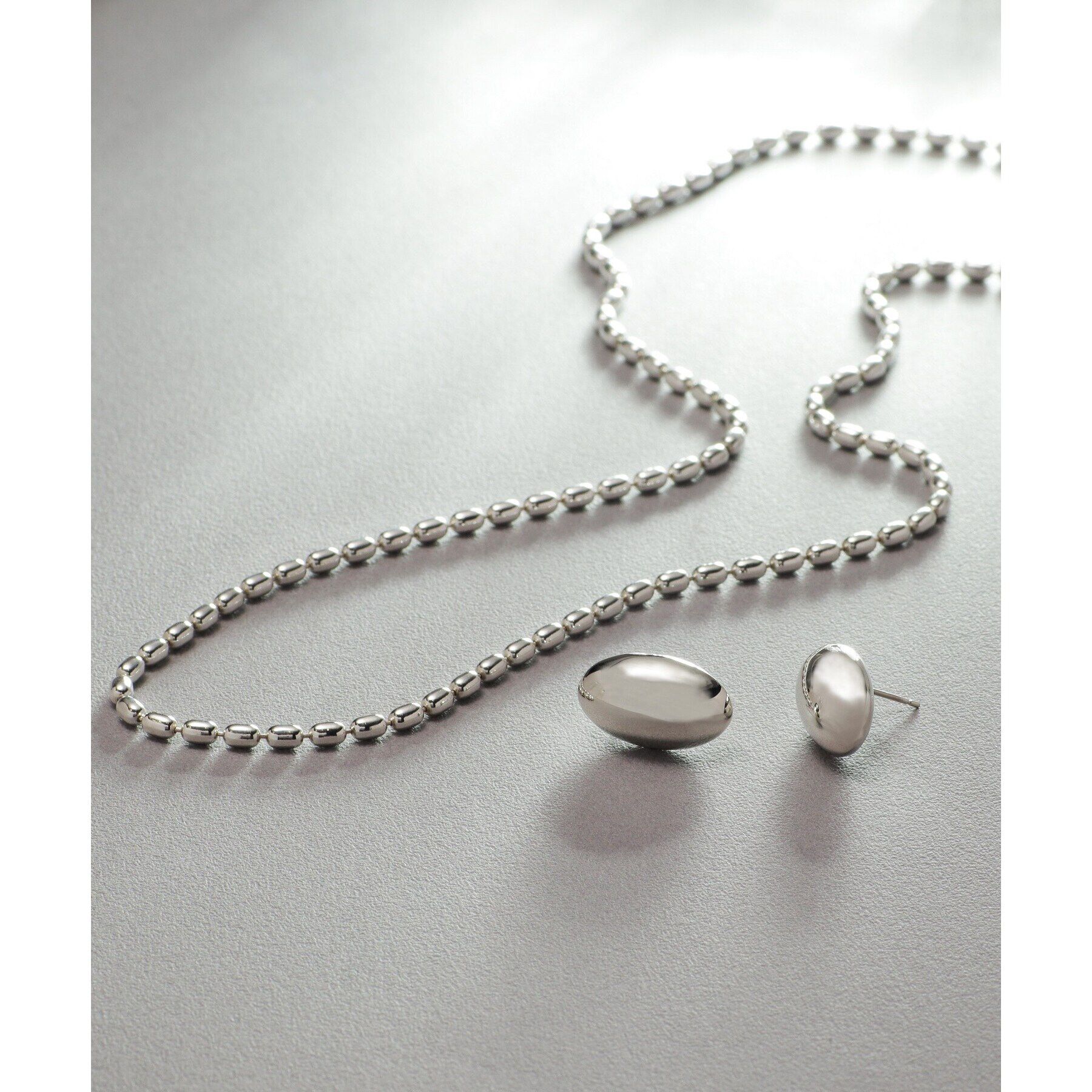 COCOSHNIK ONKITSCH「シルバー デザインチェーン オーバルボールM ネックレス」|ネックレス|