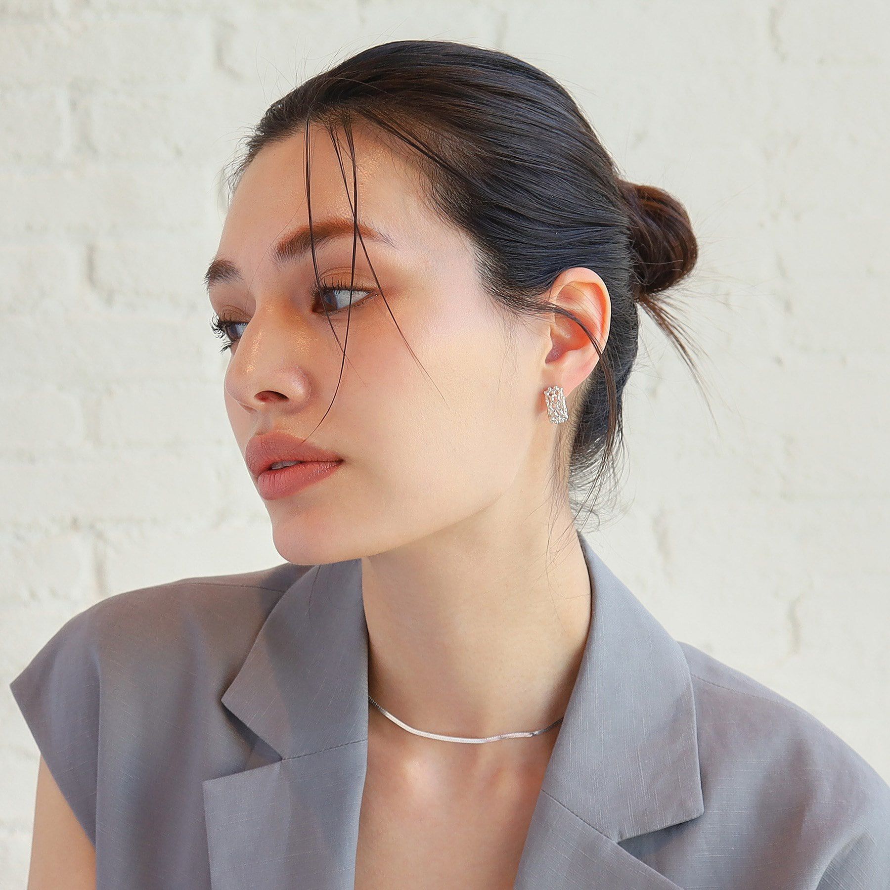 COCOSHNIK ONKITSCH「シルバー スモールフープ ボールメッシュ ピアス」|ピアス|