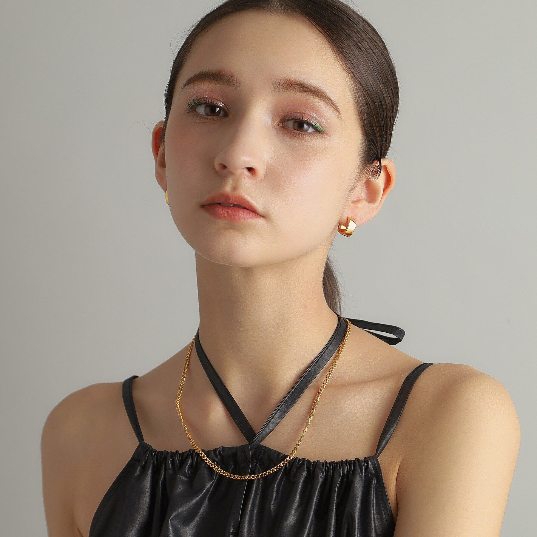 COCOSHNIK ONKITSCH「シルバー カーブチェーン スクエアマンテルネックレス GP」|ネックレス|