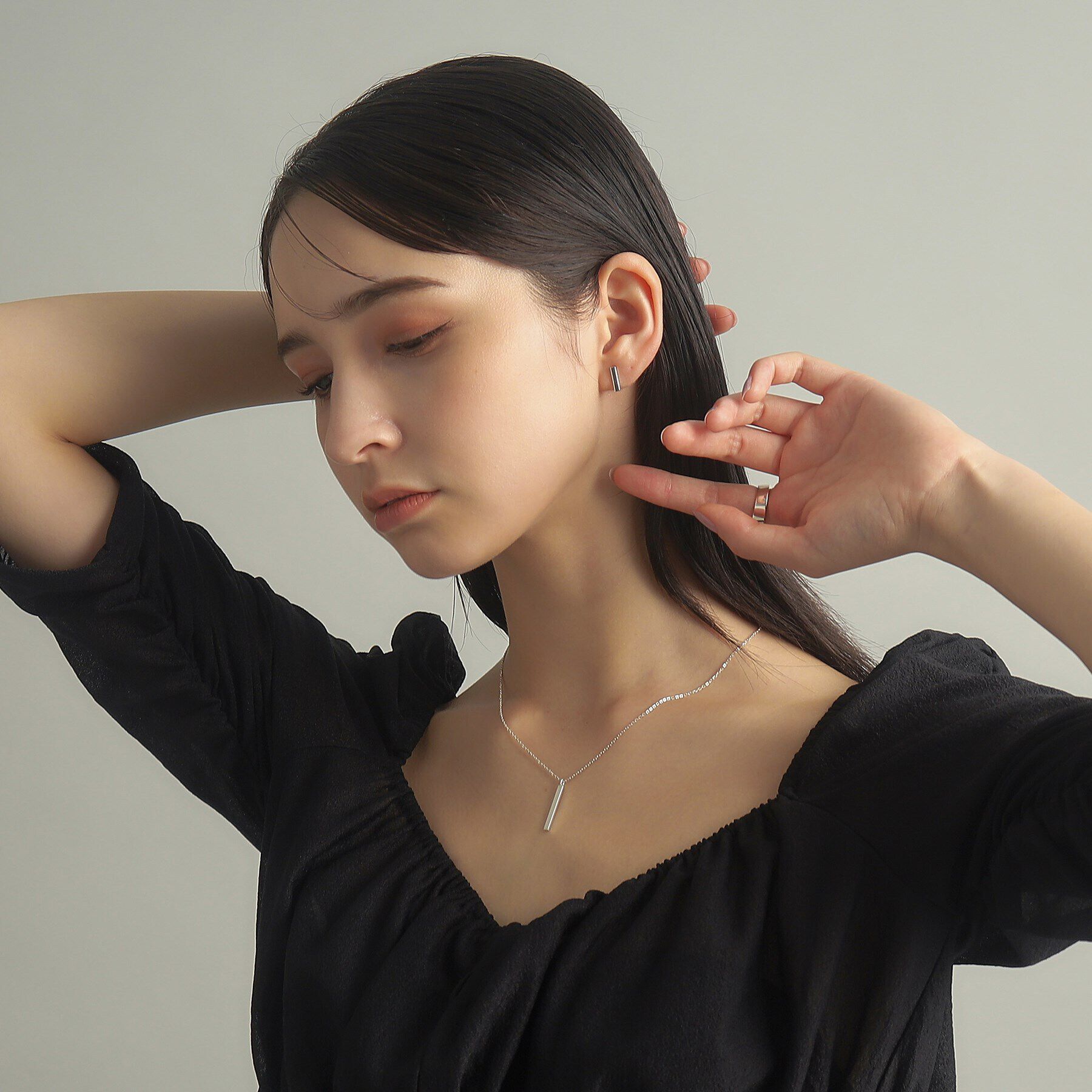 COCOSHNIK ONKITSCH「シルバー スクエアバーネックレス」|ネックレス|