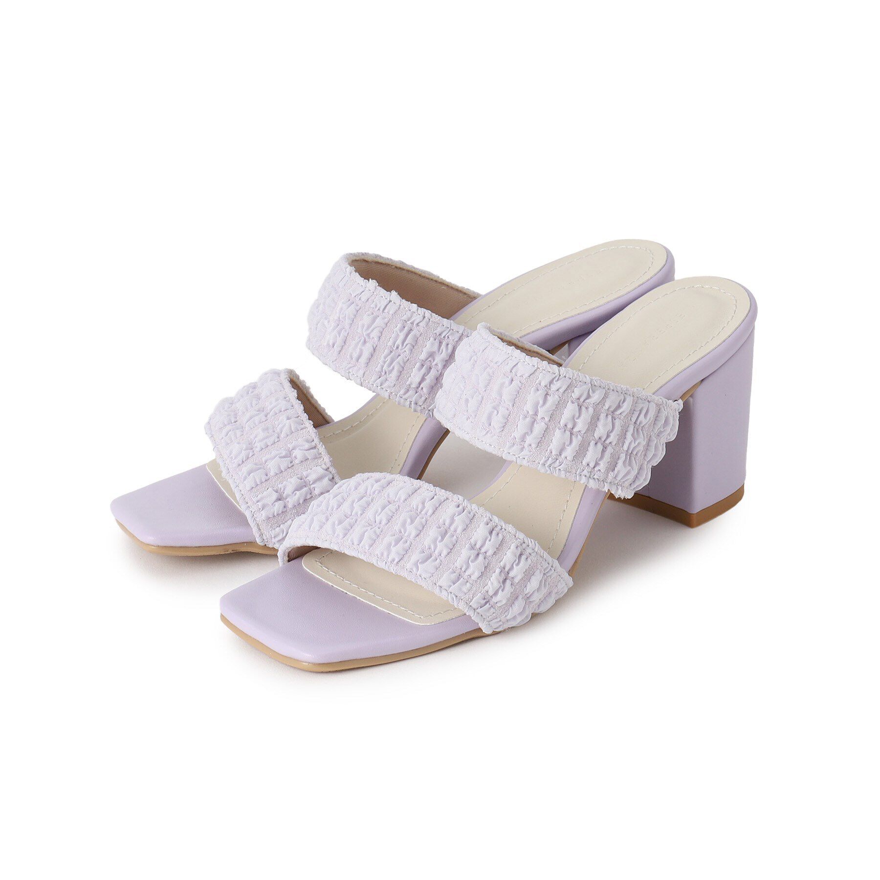 ESPERANZA「ダブルベルト太ヒールミュールサンダル 24SS」|サンダル|ﾊﾟｰﾌﾟﾙ(383)