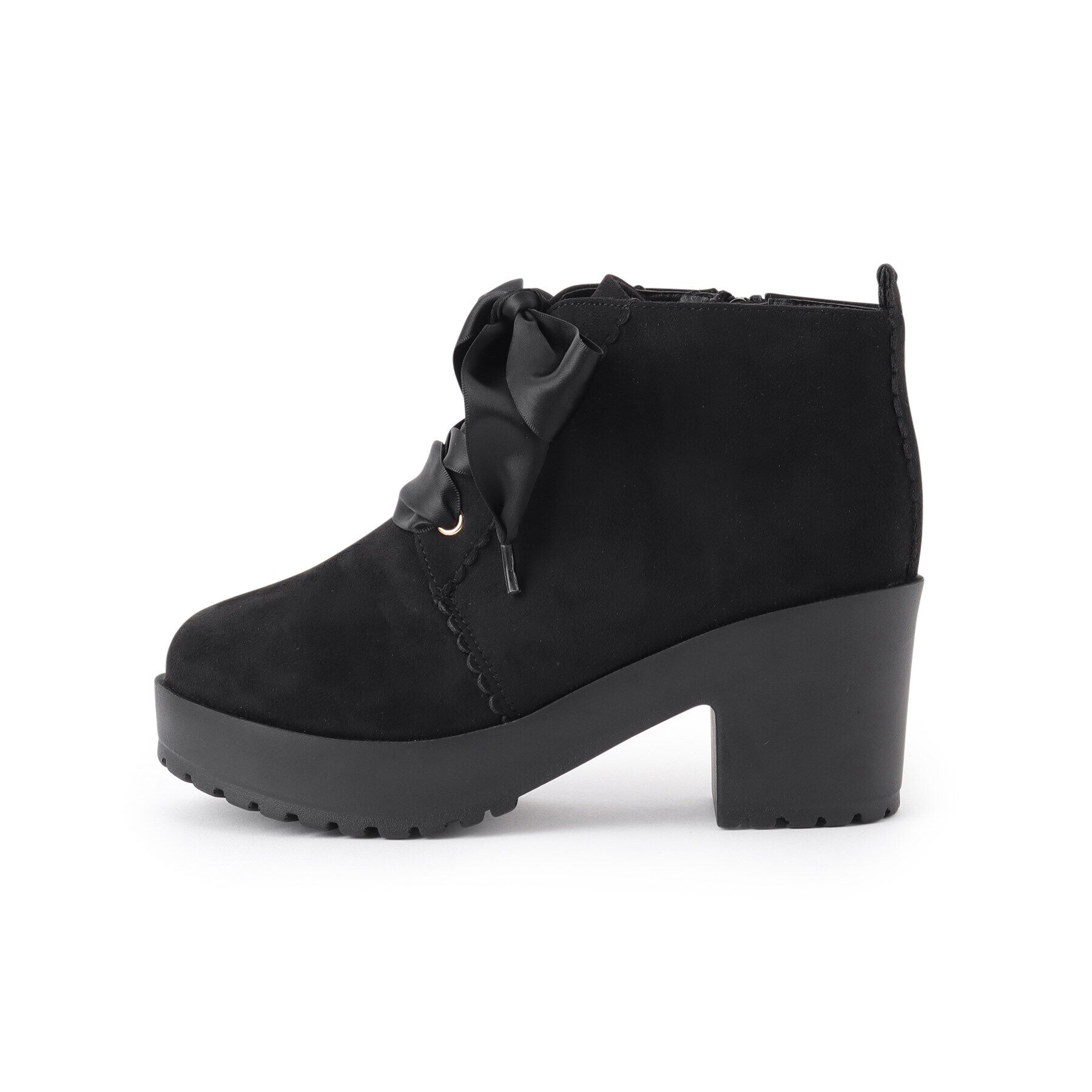 csT&P「厚底ガーリーレースアップフラワーカットブーツ」|ショートブーツ|