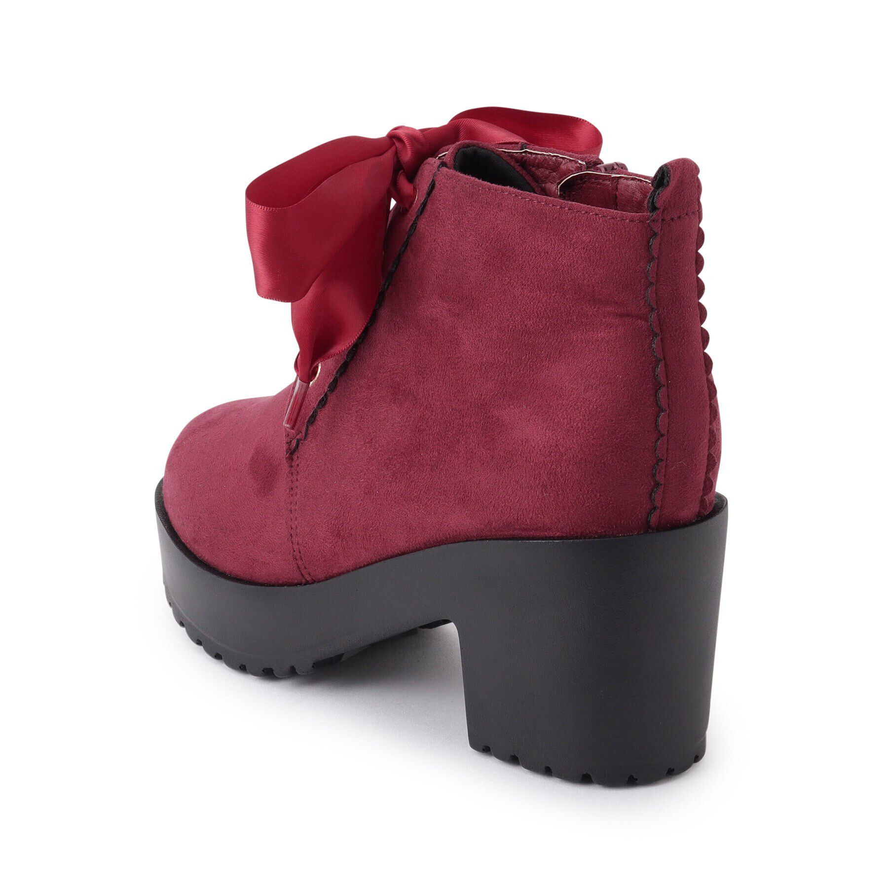 csT&P「厚底ガーリーレースアップフラワーカットブーツ」|ショートブーツ|