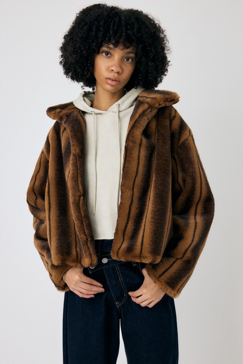 MOUSSY「FAUX FUR スタンドカラージャケット」|その他|柄BRN5
