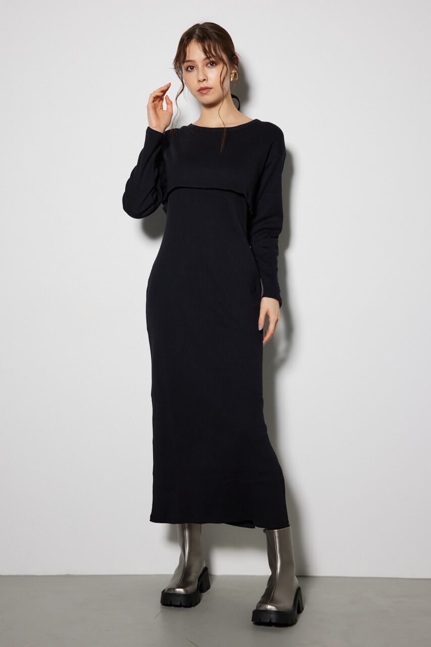 rienda「カットレイヤードワンピース」|ワンピース|BLK