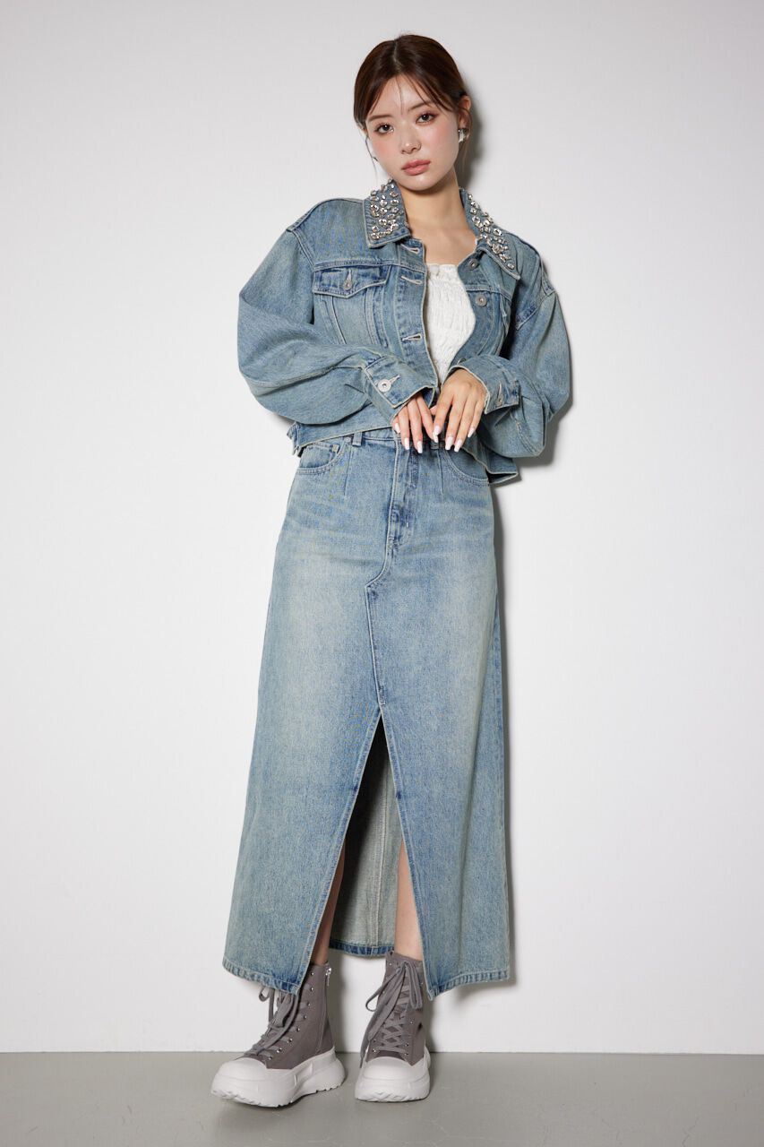 rienda「ビジューカラーＧジャン」|デニムジャケット|