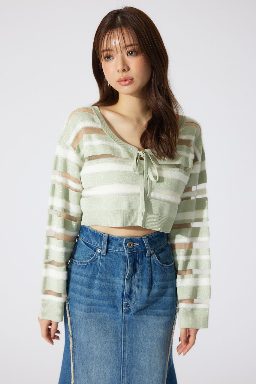 rienda「シアーボーダーニットカーディガン」|カーディガン|