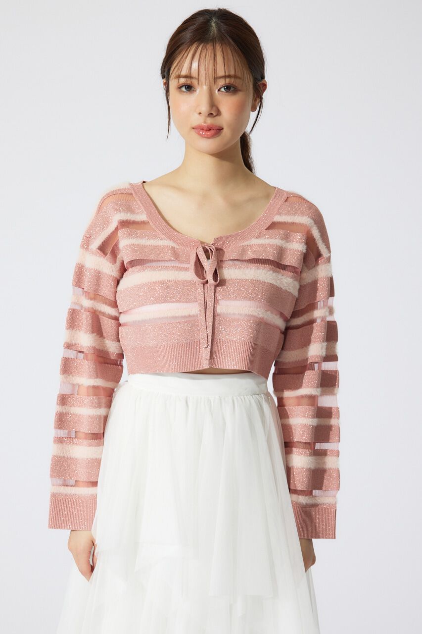 rienda「シアーボーダーニットカーディガン」|カーディガン|
