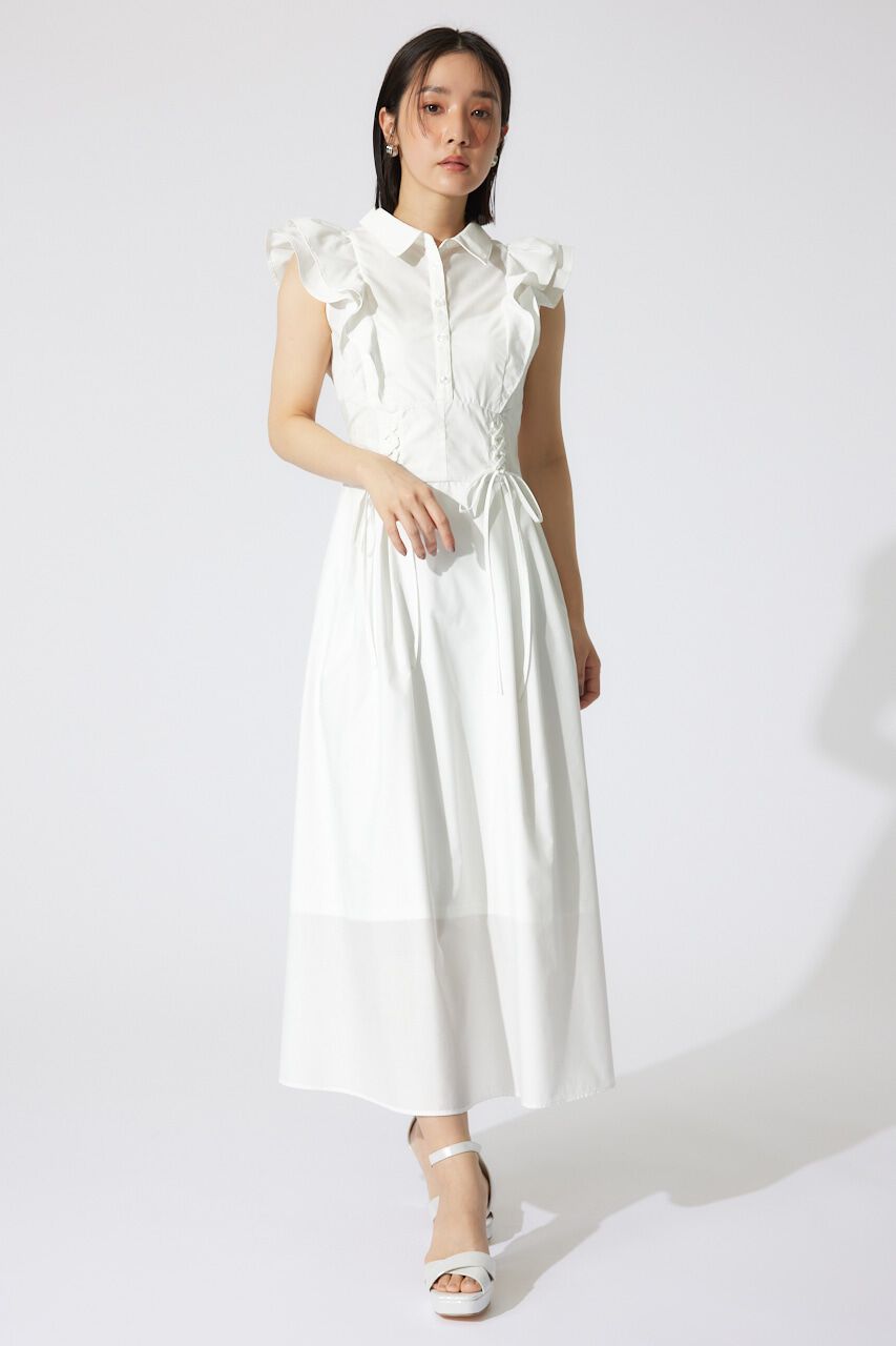 rienda「レースアップフリルワンピース」|ワンピース|WHT