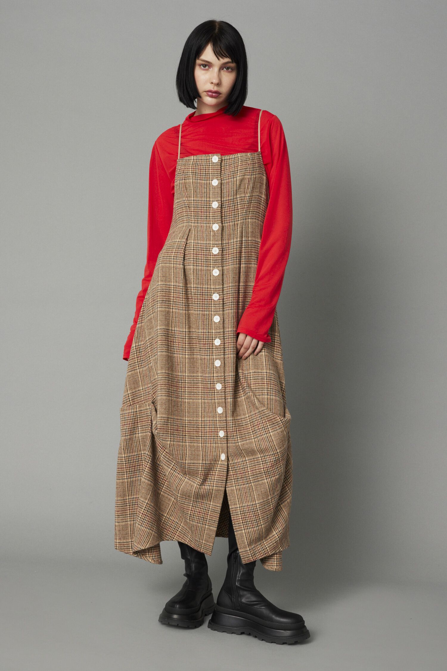 HeRIN.CYE「Check long dress」|ワンピース|柄BEG5