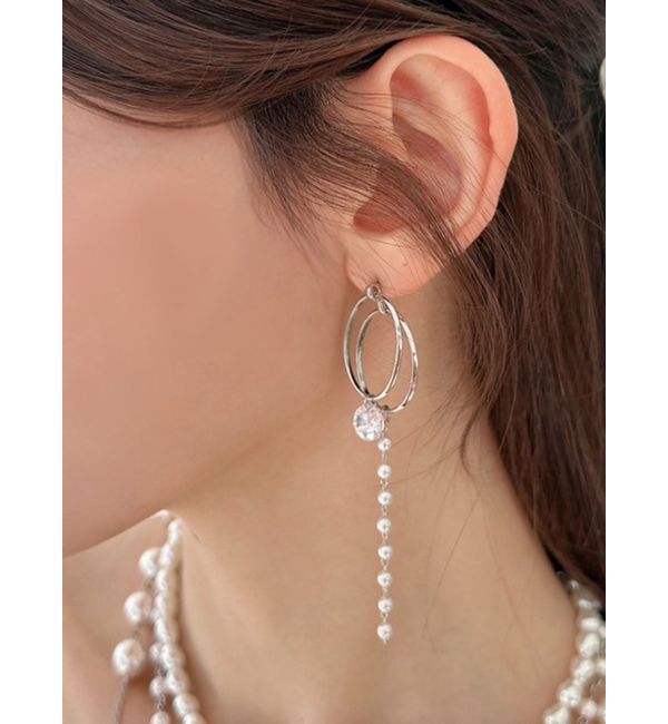 RESEXXY「ポイントビジューフープピアス」|ピアス|シルバー