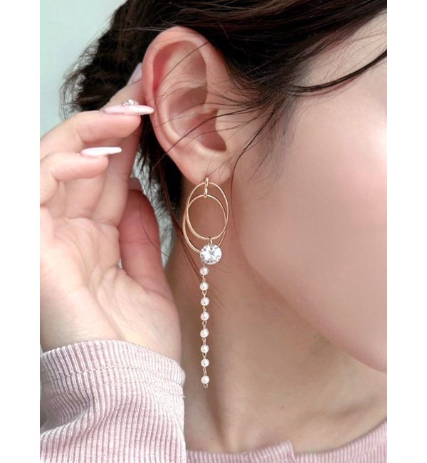 RESEXXY「ポイントビジューフープピアス」|ピアス|ゴールド