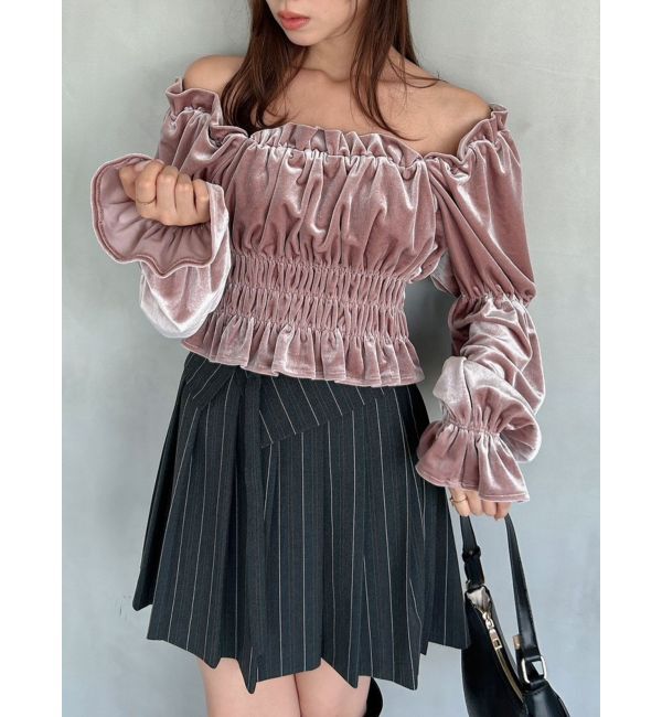 dazzlin「オフショルベロアトップス」|Tシャツ・カットソー|