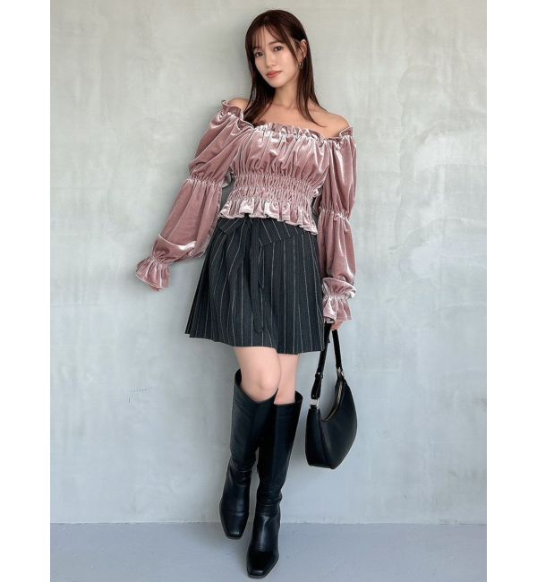 dazzlin「オフショルベロアトップス」|Tシャツ・カットソー|