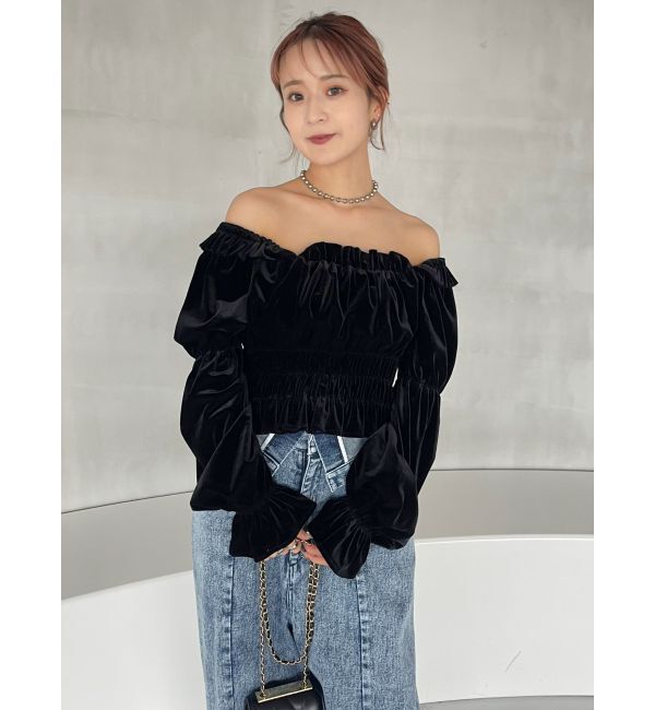 dazzlin「オフショルベロアトップス」|Tシャツ・カットソー|