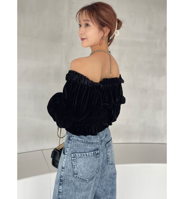 dazzlin「オフショルベロアトップス」|Tシャツ・カットソー|