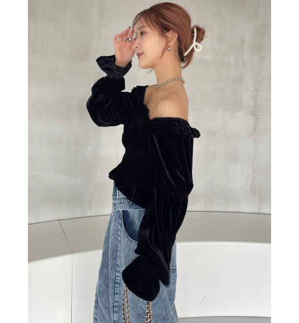 dazzlin「オフショルベロアトップス」|Tシャツ・カットソー|