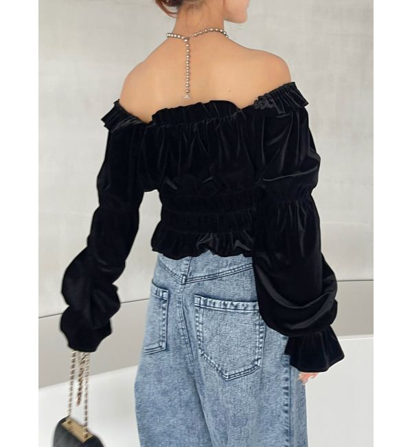 dazzlin「オフショルベロアトップス」|Tシャツ・カットソー|