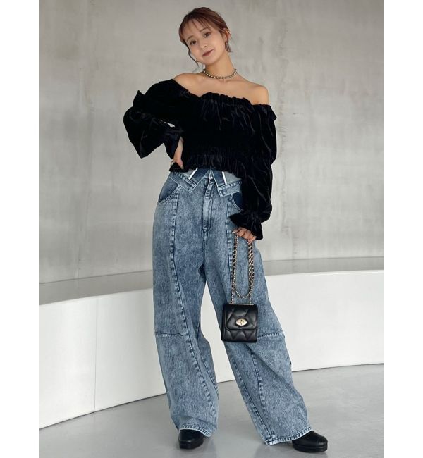 dazzlin「オフショルベロアトップス」|Tシャツ・カットソー|