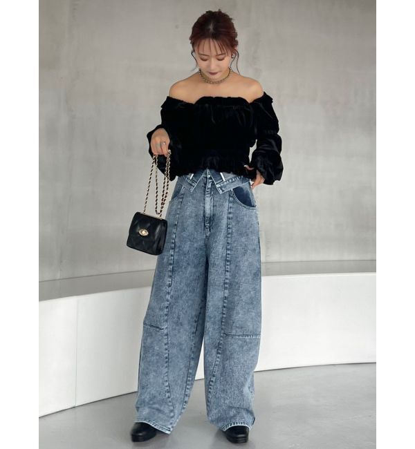 dazzlin「オフショルベロアトップス」|Tシャツ・カットソー|