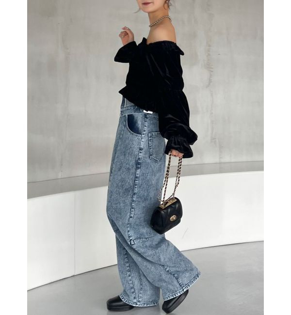 dazzlin「オフショルベロアトップス」|Tシャツ・カットソー|