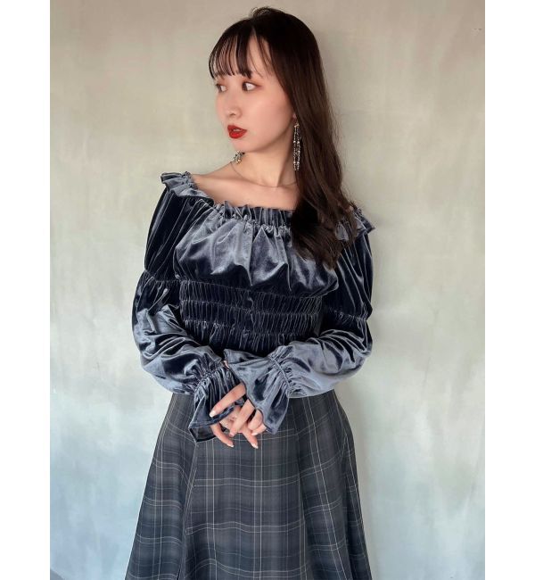 dazzlin「オフショルベロアトップス」|Tシャツ・カットソー|