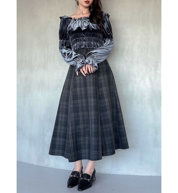 dazzlin「オフショルベロアトップス」|Tシャツ・カットソー|