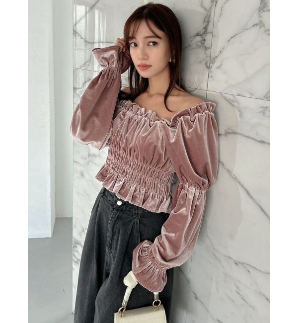 dazzlin「オフショルベロアトップス」|Tシャツ・カットソー|