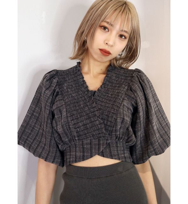 EMODA「シャーリングタイトップ」|シャツ・ブラウス|ブラック