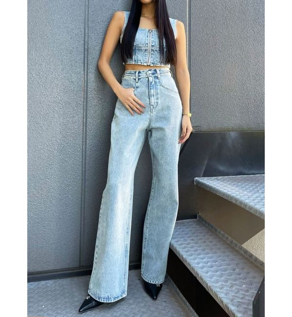 EMODA「ベルトフリンジジャストウエストジーンズ」|デニム|