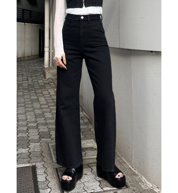 EMODA「ベルトフリンジジャストウエストジーンズ」|デニム|