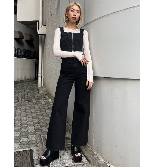 EMODA「ベルトフリンジジャストウエストジーンズ」|デニム|