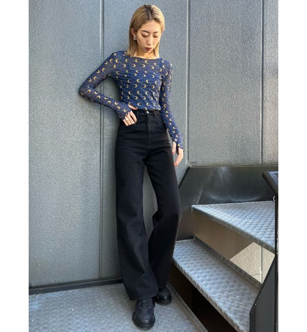 EMODA「ベルトフリンジジャストウエストジーンズ」|デニム|