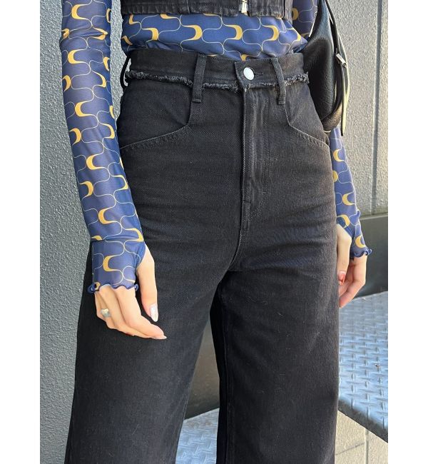 EMODA「ベルトフリンジジャストウエストジーンズ」|デニム|