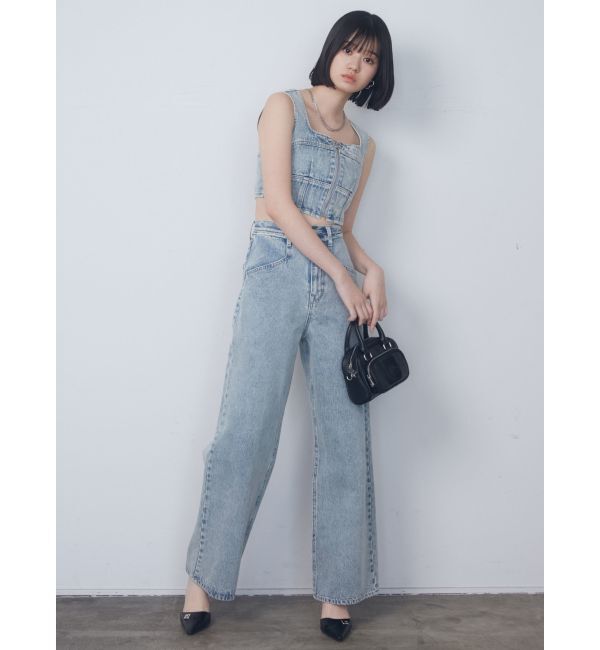 EMODA「ベルトフリンジジャストウエストジーンズ」|デニム|