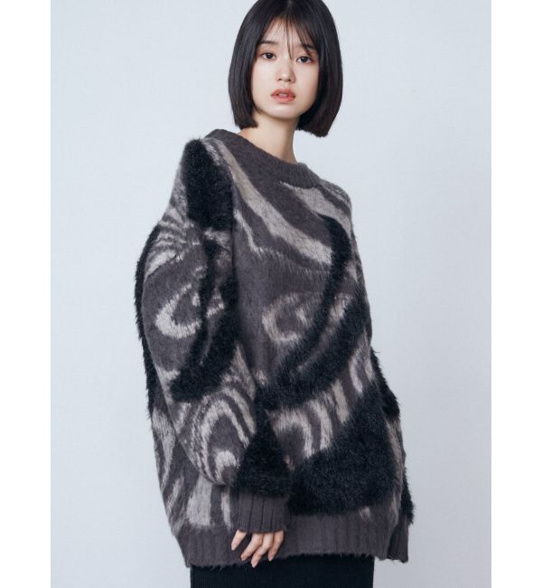 EMODA「ラメミックスオーバーパターンニット」|ニット・セーター|グレー