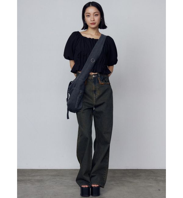 EMODA「カットオフジャストウエストジーンズ」|デニム|