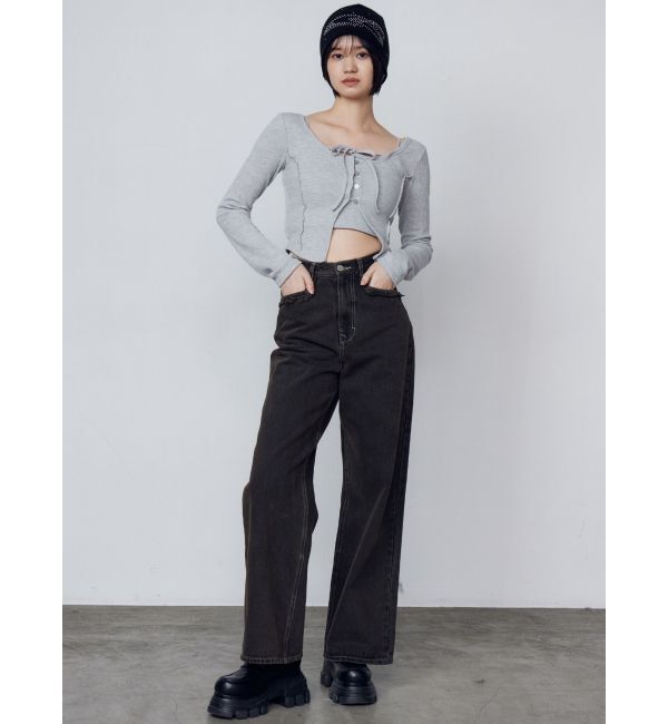 EMODA「カットオフジャストウエストジーンズ」|デニム|