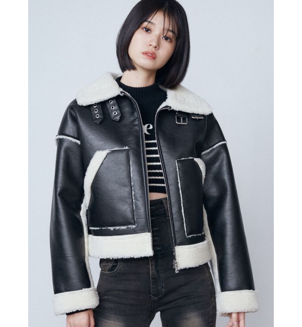 EMODA「ショートフェイクムートンブルゾン」|ブルゾン・スタジャン|
