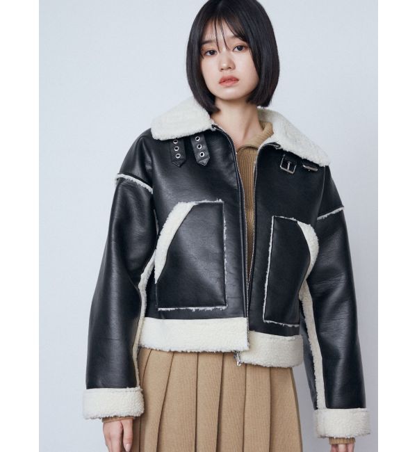 EMODA「ショートフェイクムートンブルゾン」|ブルゾン・スタジャン|