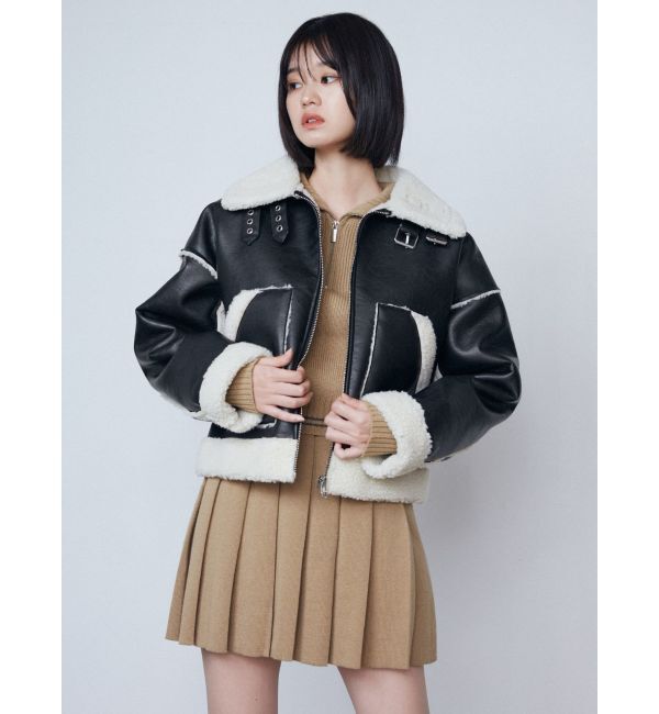 EMODA「ショートフェイクムートンブルゾン」|ブルゾン・スタジャン|