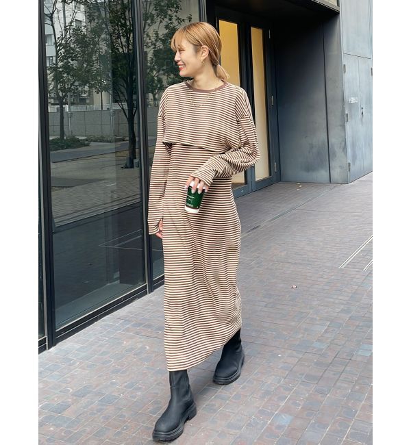 Ungrid「レイヤードテレコキャミワンピース」|ワンピース|ブラウン