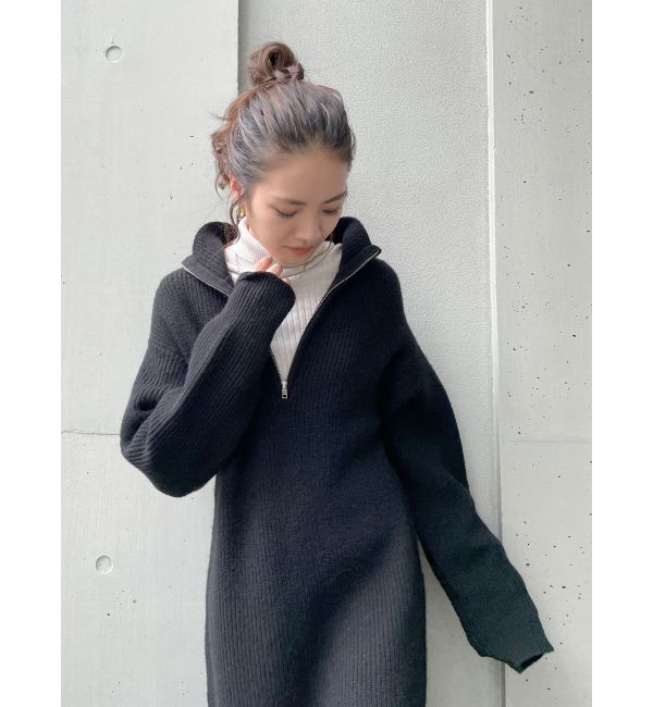 Ungrid「【WEB限定】ハイネックジップニットワンピース」|ワンピース|