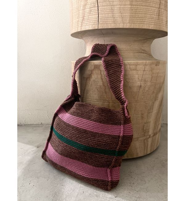 Ungrid「ボーダーニットハンドバッグ」|ハンドバッグ|ブラウン