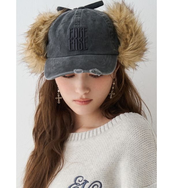 EVRIS「フェイクファードッキングフライトキャップ」|キャップ・キャスケット|ブラック